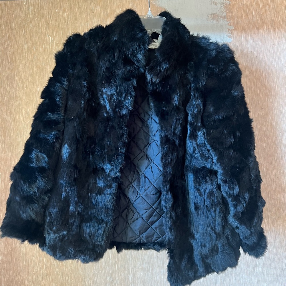 Somerset fur vintage black rabbit jacket fully lined. Size Medium